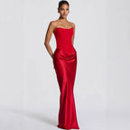 Damen Abendkleid mit schulterfreiem Design und elegantem Schlitz R&B