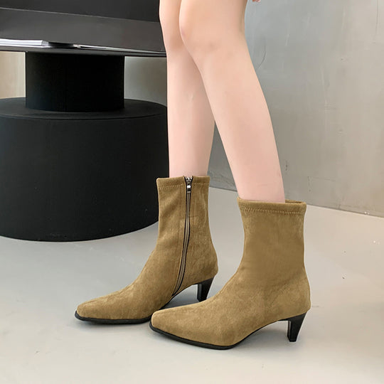Damen Ankle-Boots mit spitzem Absatz und elegantem Reißverschluss R&B