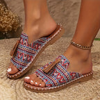 Damen Riemensandalen mit geflochtenem Muster und dekorativen Fransen R&B