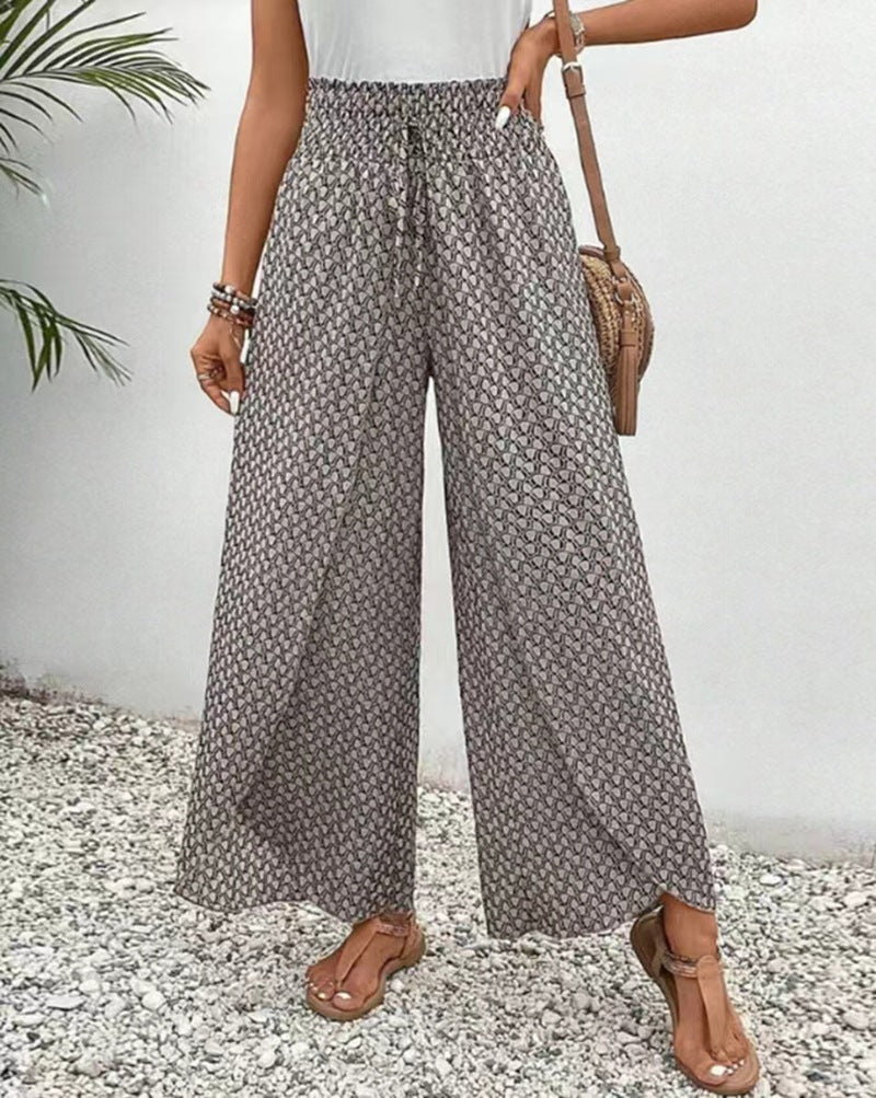 Damen nan weite Sommerhose mit gesmoktem Gummibund und Palazzo-Silhouette R&B