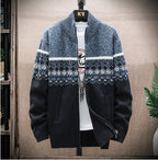 Herren Strickjacke mit nordischem Muster und modischem Reißverschluss