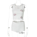 Damen Crop-Top und Shorts Set R&B