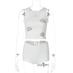 Damen Crop-Top und Shorts Set R&B