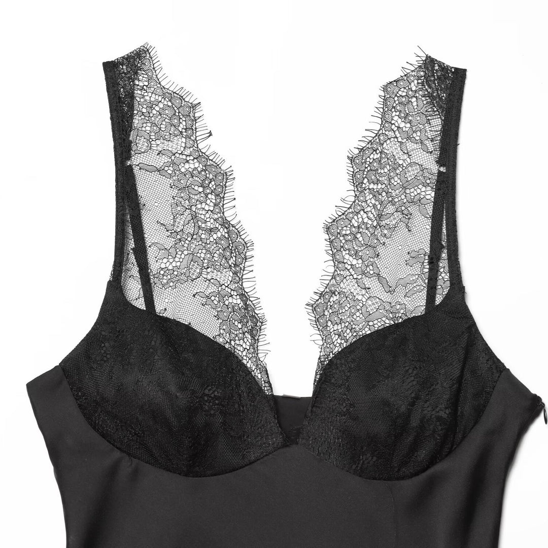 Damen elegantes Camisole-Top mit Spitzenbesatz und hochwertigem Stoff R&B