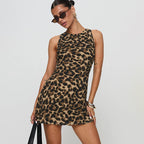 Damen Etuikleid mit Leopardenmuster und figurbetontem Schnitt R&B