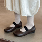 Damen Ballerinas mit elastischem Riemchen und hochwertiger Lederoberfläche R&B