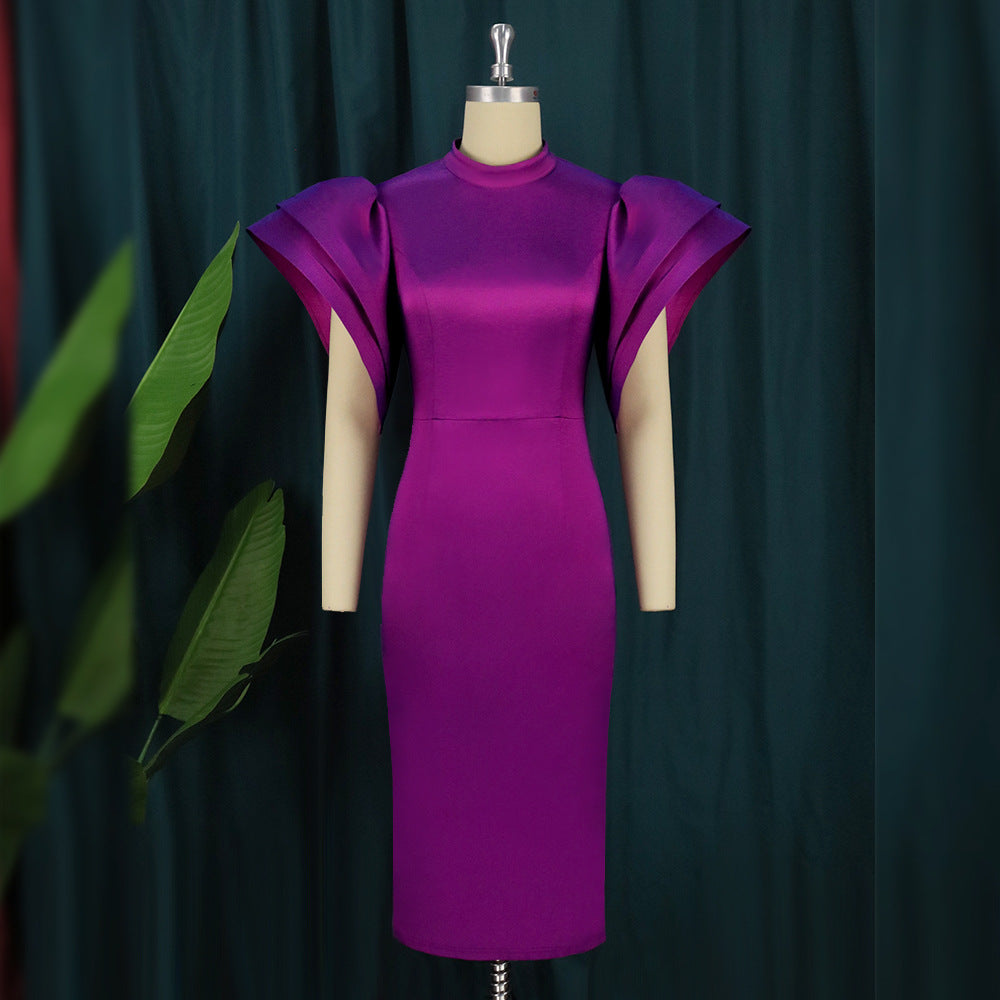 Damen Elegantes Kleid mit voluminösen Puffärmeln R&B