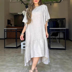Damen lässiges Leinenkleid mit voluminösen Ärmeln R&B