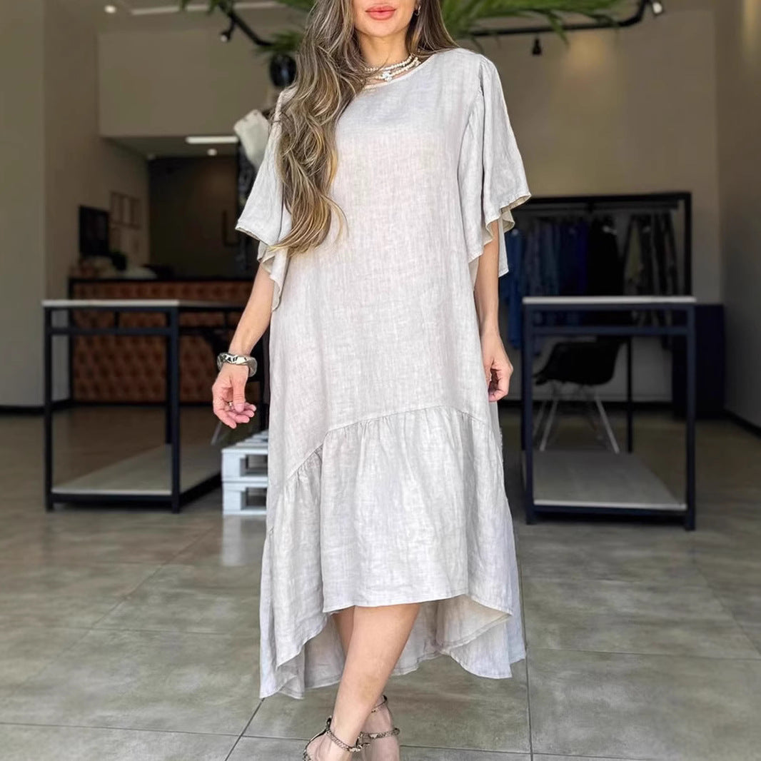 Damen lässiges Leinenkleid mit voluminösen Ärmeln R&B