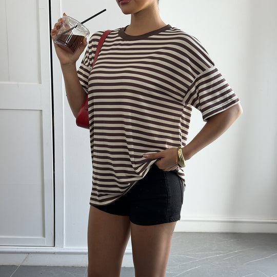 Damen Oversized Streifen-T-Shirt R&B