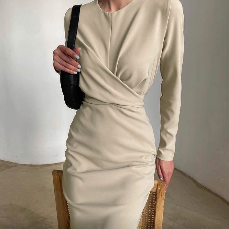 Damen Elegantes Wickelkleid mit langen Ärmeln und figurbetontem Schnitt R&B