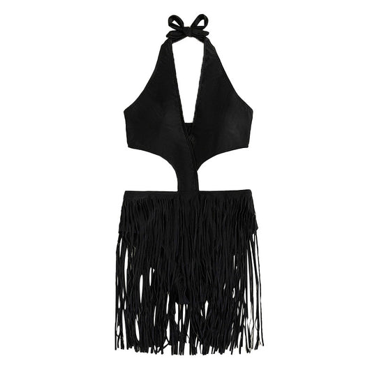 Damen Badeanzug mit geflochtenem Fransenrock R&B