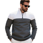 Herren sportlicher Stehkragenpullover mit Reißverschluss und strukturiertem Obermaterial R&B
