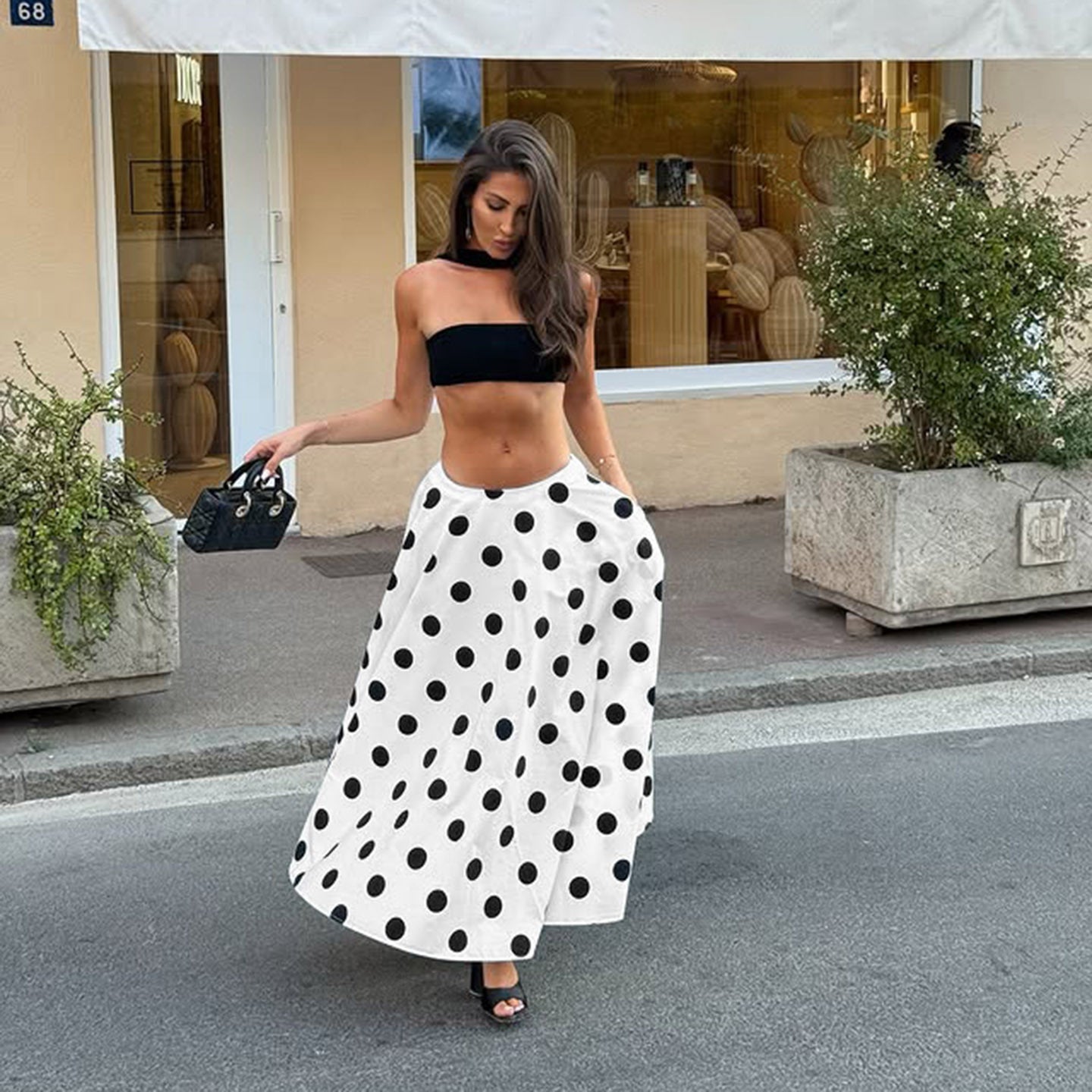 Damen Maxirock im verspielten Polka-Dots-Design R&B