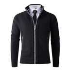 Herren stylische Strickjacke mit hohem Kragen und praktischen Taschen R&B