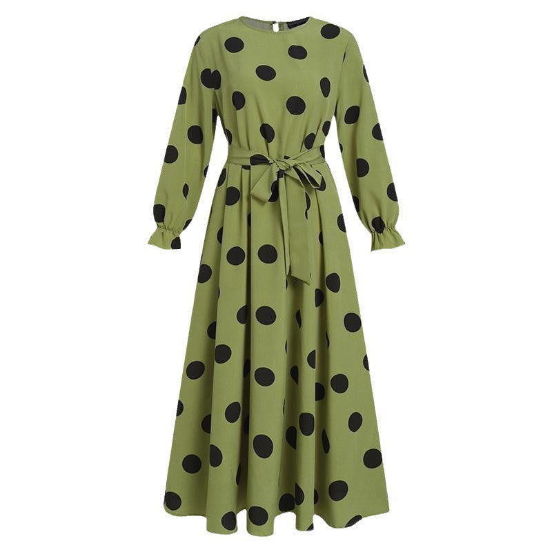 Damen Maxikleid mit auffälligem Polka-Dot-Muster R&B
