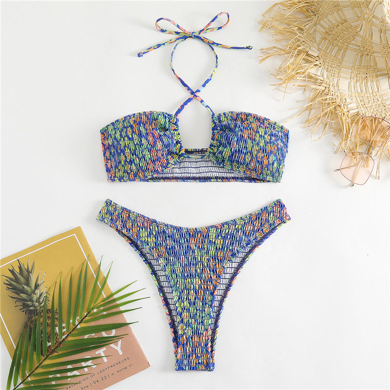 Damen Bikini-Set mit fröhlichem Wickeldesign und elastischem Bund R&B