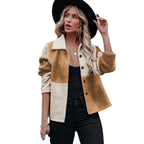 Damen trendige Teddyjacke mit modernem Patchwork-Design R&B