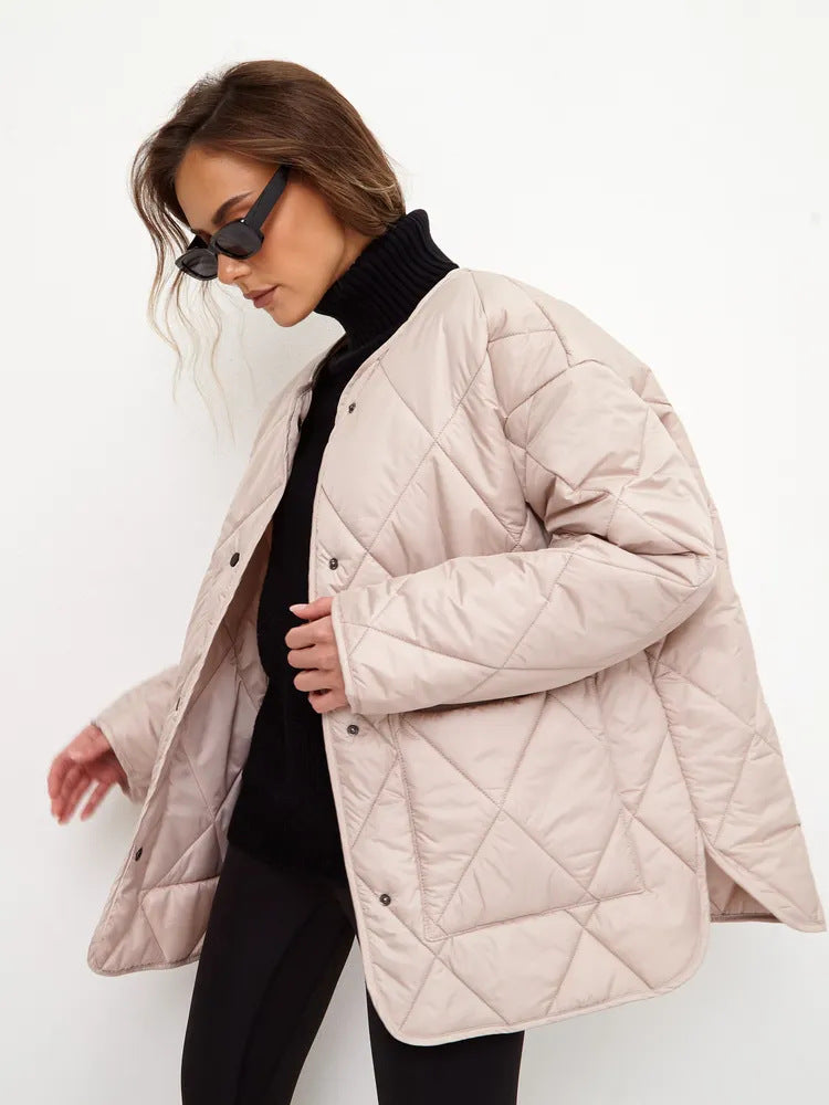 Damen gesteppte Freizeitjacke mit hoch geschlossenem Kragen und modischem Schnitt R&B