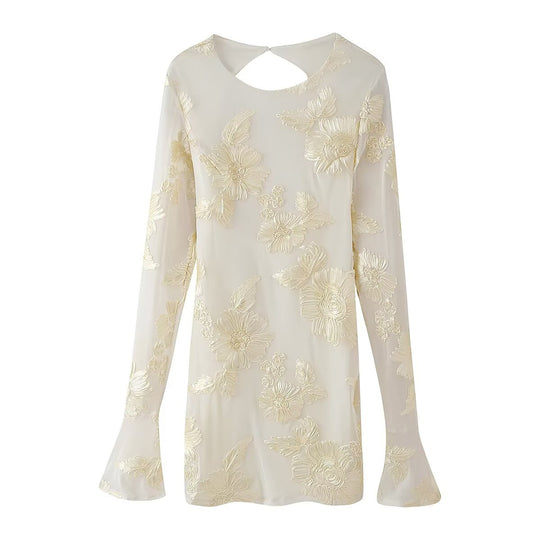 Damen Blusentop mit floraler Spitze und eleganter Rückenausschnitt R&B