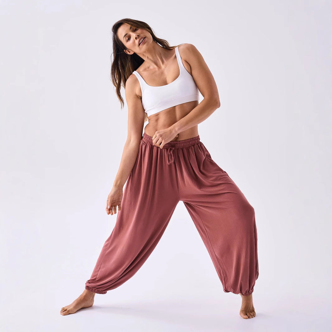 Damen lässige Freizeithose mit elastischem Bund und seitlichen Taschen R&B