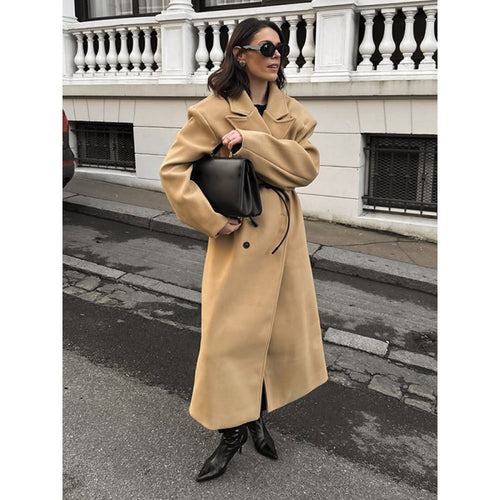 Damen eleganter Wollmantel im modernen Retro-Design R&B
