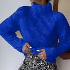 Damen Hochwertiger Rollkragenpullover mit strukturiertem Rippstrick