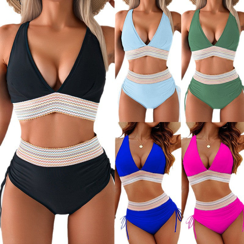 Damen Bikini-Set mit doppeltem Oberteil und verstellbaren Ruffy-Bindungen R&B