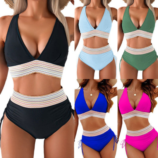 Damen Bikini-Set mit doppeltem Oberteil und verstellbaren Ruffy-Bindungen R&B