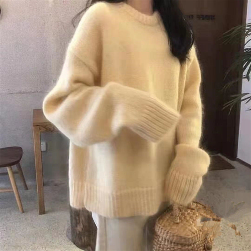 Damen Hochwertiger Strickpullover mit klassischem Rundhalsausschnitt und lässigem Schnitt
