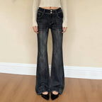Damen Schlagjeans mit hohem Bund und flexibel einstellbarem Taillenbund R&B