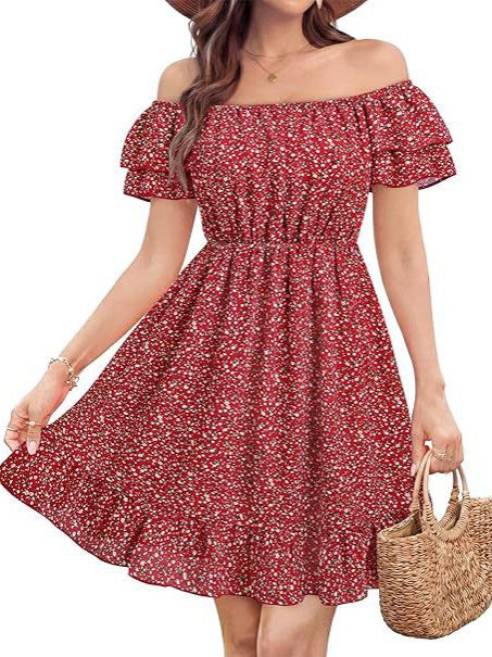 Damen lässiges Sommerkleid mit Rüschendetails R&B