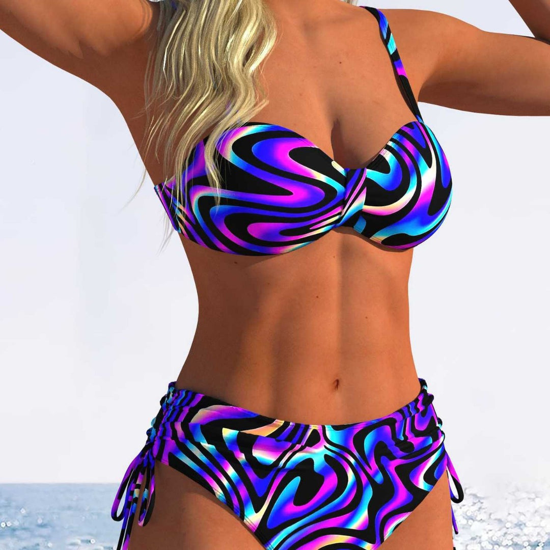 Damen Bikini-Set mit raffiniertem Knoten-Design und hoch taillierter Hose R&B