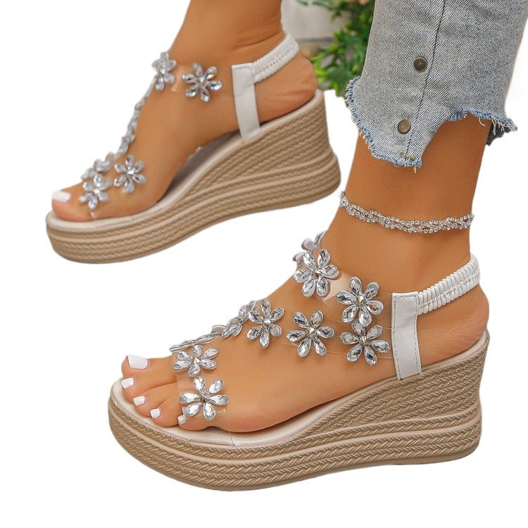 Damen Wedge-Sandalen mit floralem Dekor R&B