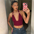 Damen Crop-Top mit tiefem V-Ausschnitt und eleganten Trägerdetails R&B
