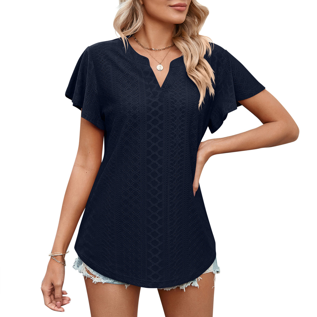 Damen Luftiges Blusenshirt mit effektvollem Lochmuster R&B