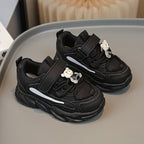 Damen Sportliche Kinder Sneakers mit praktischem Klettverschluss und tierischen Applikationen