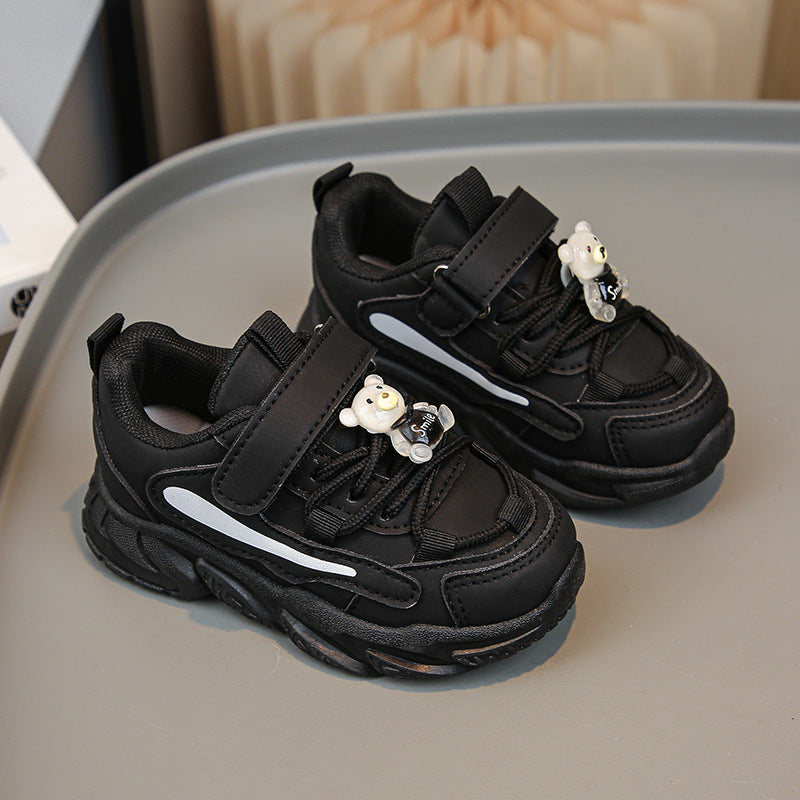 Damen Sportliche Kinder Sneakers mit praktischem Klettverschluss und tierischen Applikationen