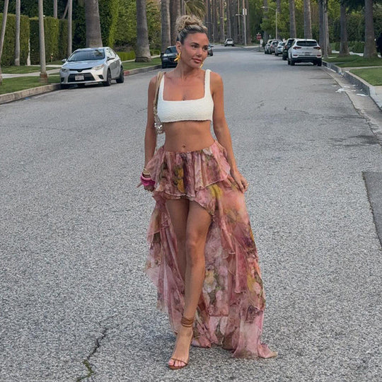 Damen Rock mit floralen Volantdetails R&B