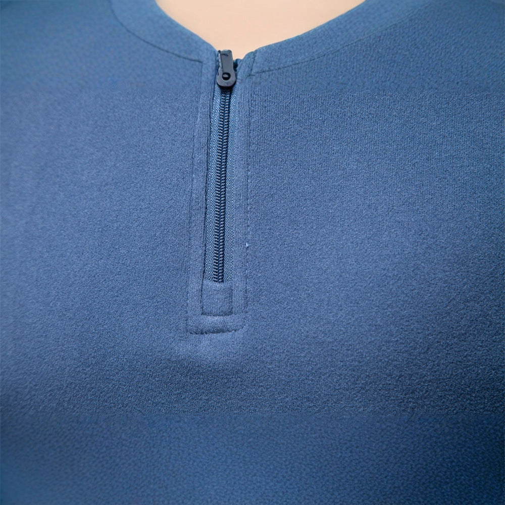 Herren funktionaler Sweatshirt mit hohem Kragen und kurzem Reißverschluss