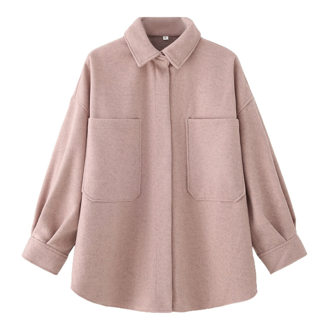 Damen Oversized Hemdjacke aus hochwertigem Wollmix mit praktischen Taschen R&B