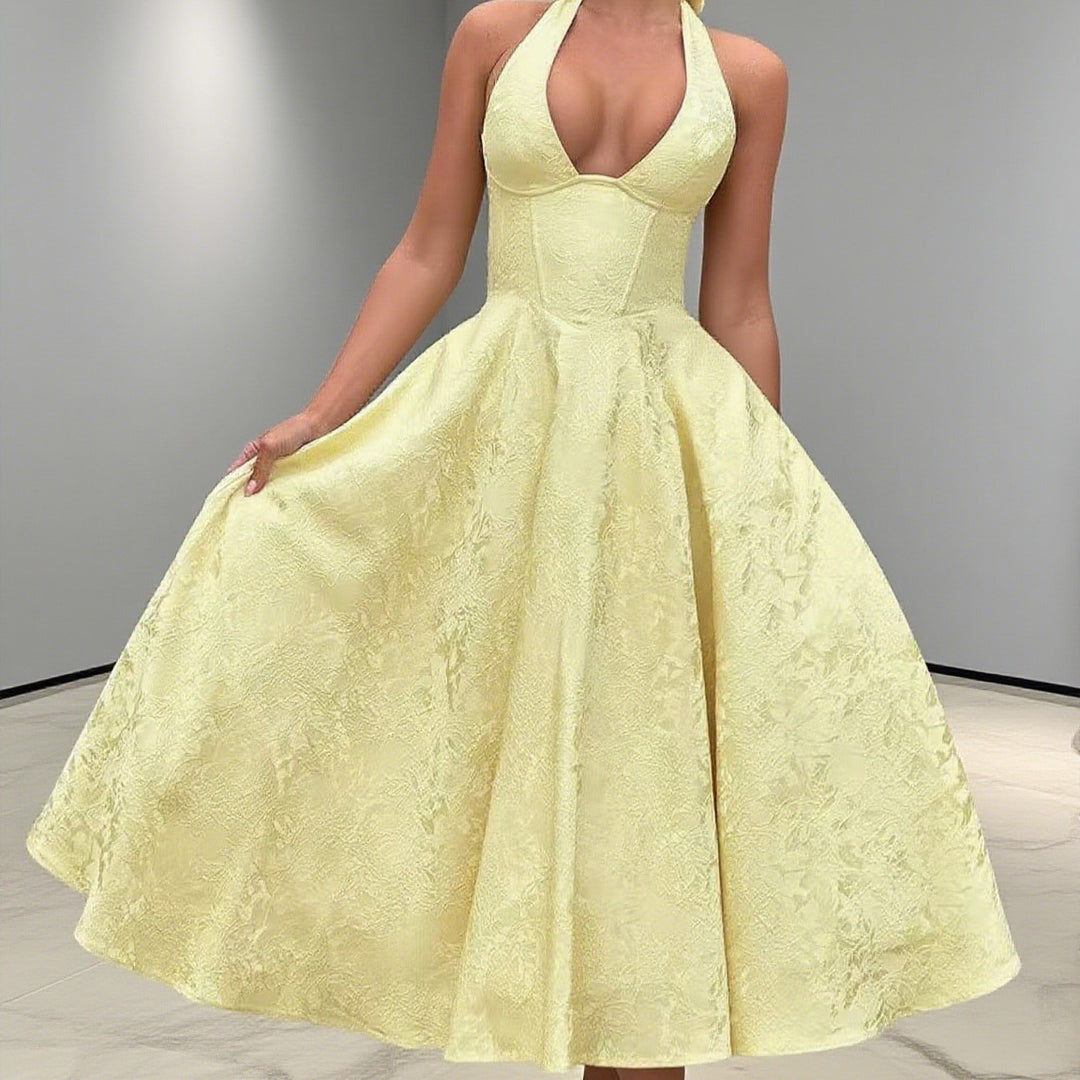 Damen Elegantes Hochzeitskleid mit schwingendem Rock und tiefem V-Ausschnitt R&B