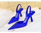 Damen Elegante Slingback-Pumps mit funkelnden Strassdetails und geschwungenem Absatz R&B