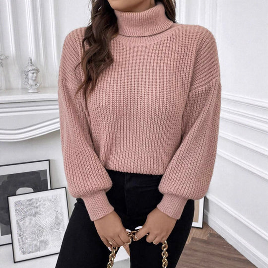 Damen Gemütlicher chunky Pullover mit Rollkragen und strukturiertem Strick R&B