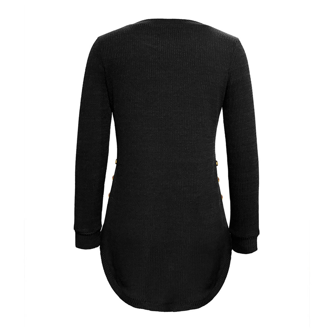 Damen Langarmshirt mit Knopfdetails und asymmetrischem Schnitt R&B