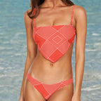 Damen Bandeau-Bikini mit grafischem Design und verstellbaren Trägern R&B