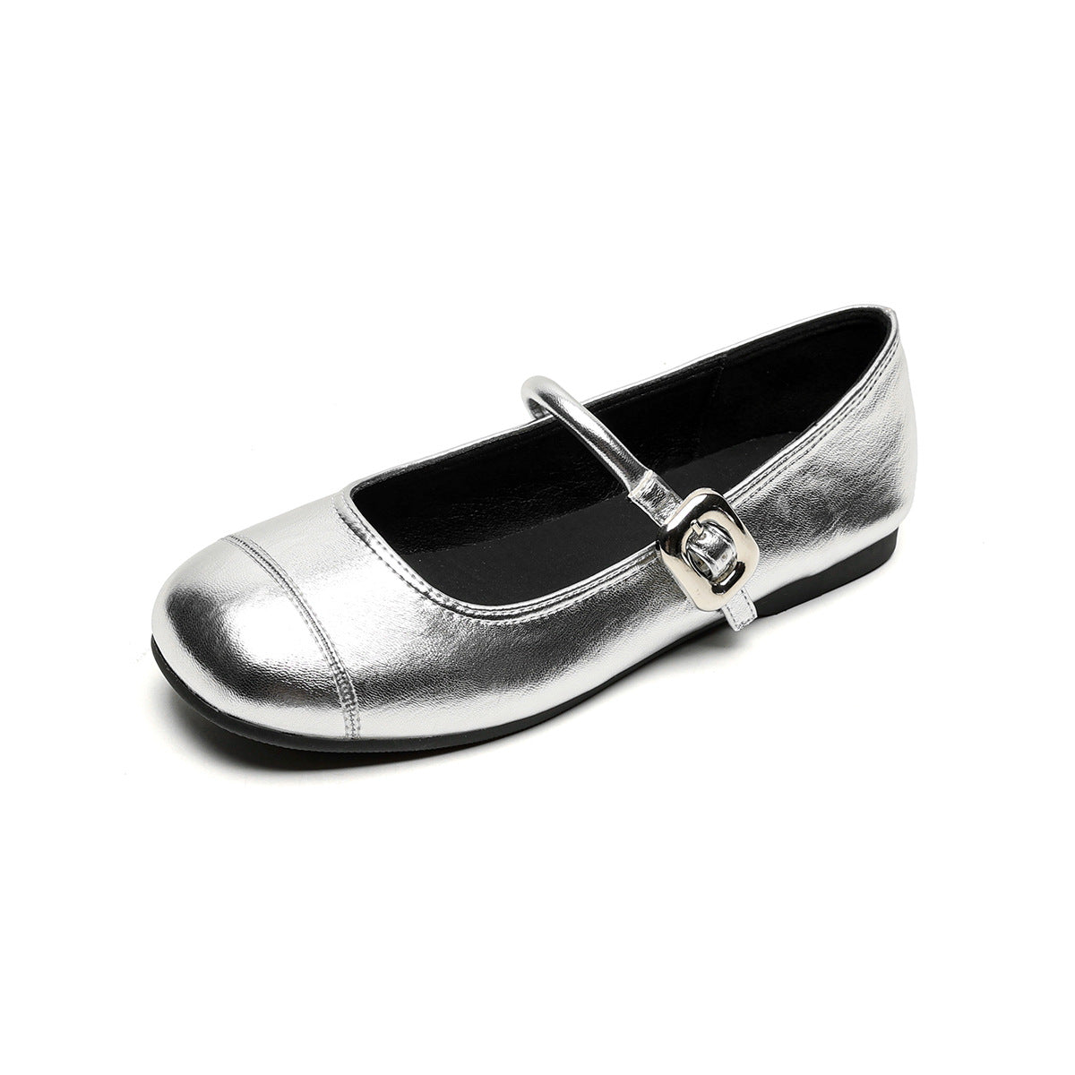 Damen Ballerinas mit modischer Schnallenapplikation und glänzendem Obermaterial