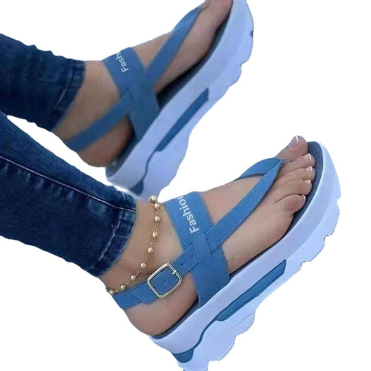 Damen Wedge-Sandalen mit verstellbarem Riemen und rutschfester Sohle R&B