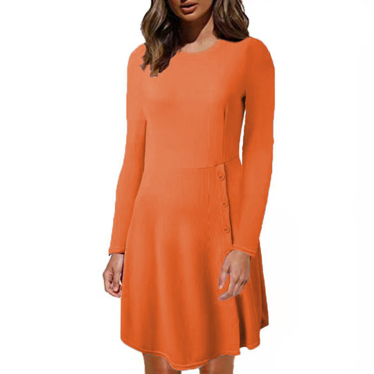 Damen Strickkleid mit Knopfdetails und eng anliegendem Oberteil R&B