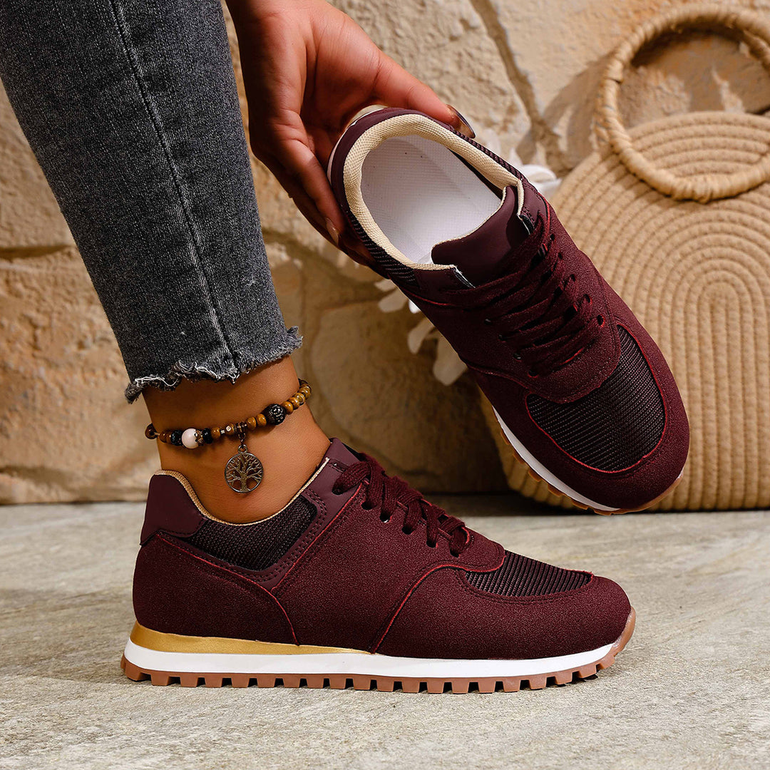 Damen Sportliche Sneakers mit atmungsaktiver Mesh- und Wildleder-Oberfläche R&B